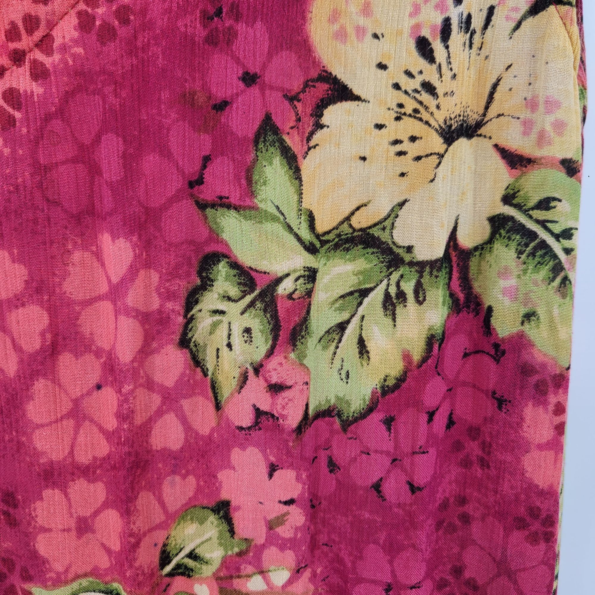 Vintage Vtg BILA Womens Pink Floral Crinkle Drop Waist Maxi Dress Sz Size L / US 10 / IT 46 - 2 Thumbnail