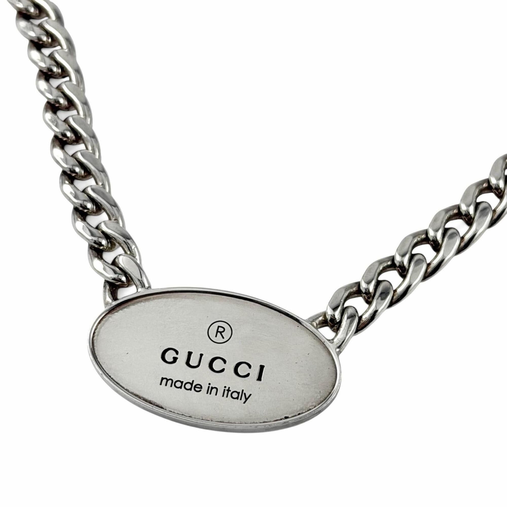 Gucci GUCCI 797142 Trademark Oval Plate Chain AG925 Necklace, Silver, Made in Italy, Weight 47.56g, Men's Size ONE SIZE - 1 Thumbnail
