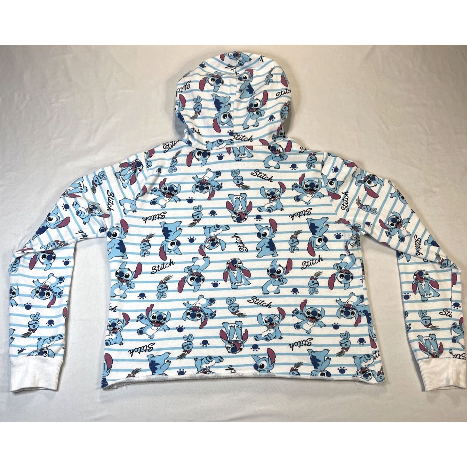 Disney Disney Women’s Hoodie Shirt Lilo & Stitch Crop Top All Over Print AOP Graphic PullOver Long Sleeve White XS S M Size S / US 4 / IT 40 - 8 Thumbnail