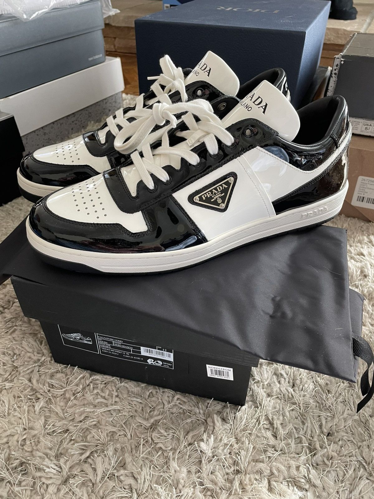 Prada Prada Downtown Leather Black/White Size US 12 / EU 45 - 1 Thumbnail