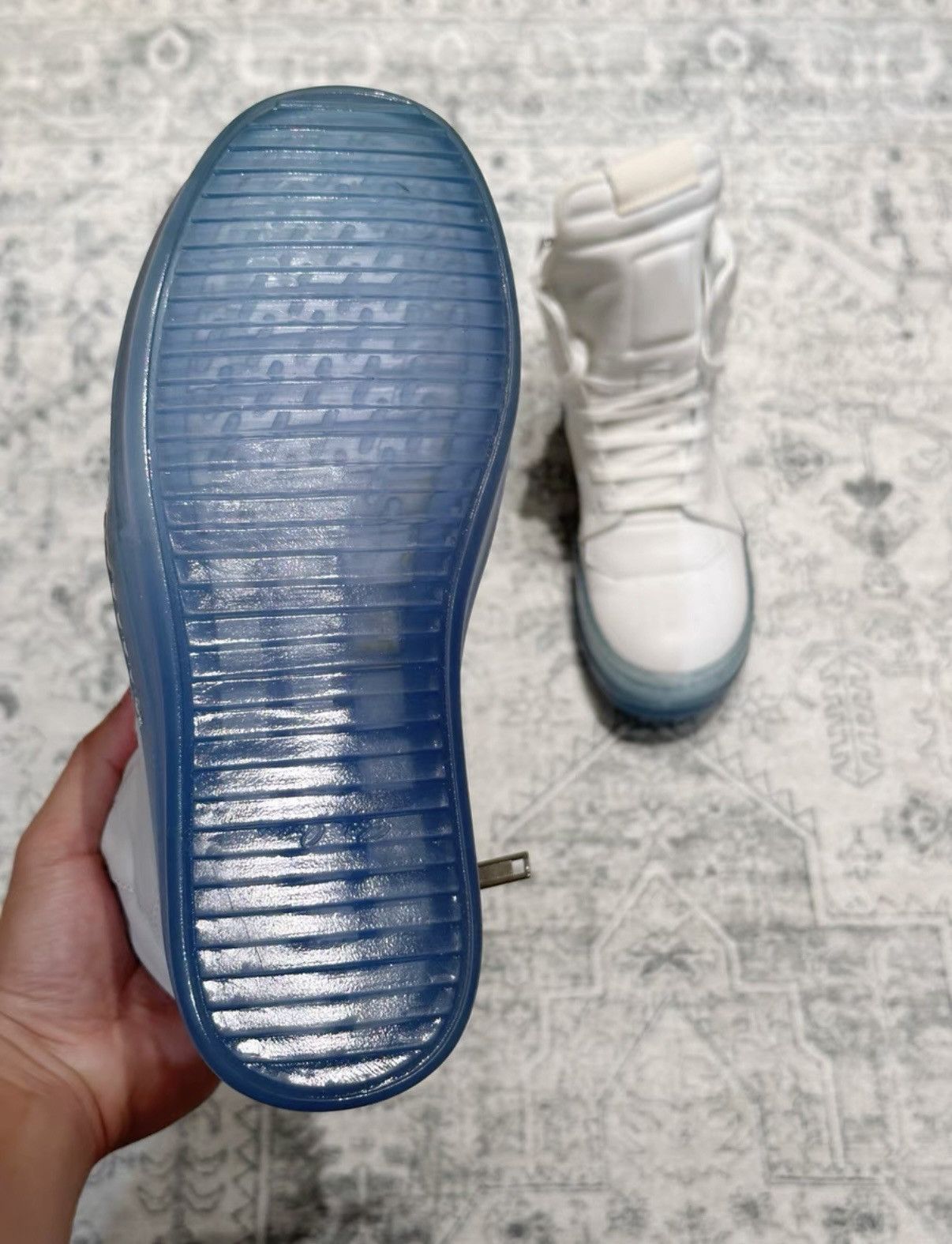 Rick Owens Rick Owens Geobasket white leather with translucent sole Size US 7 / IT 37 - 8 Thumbnail