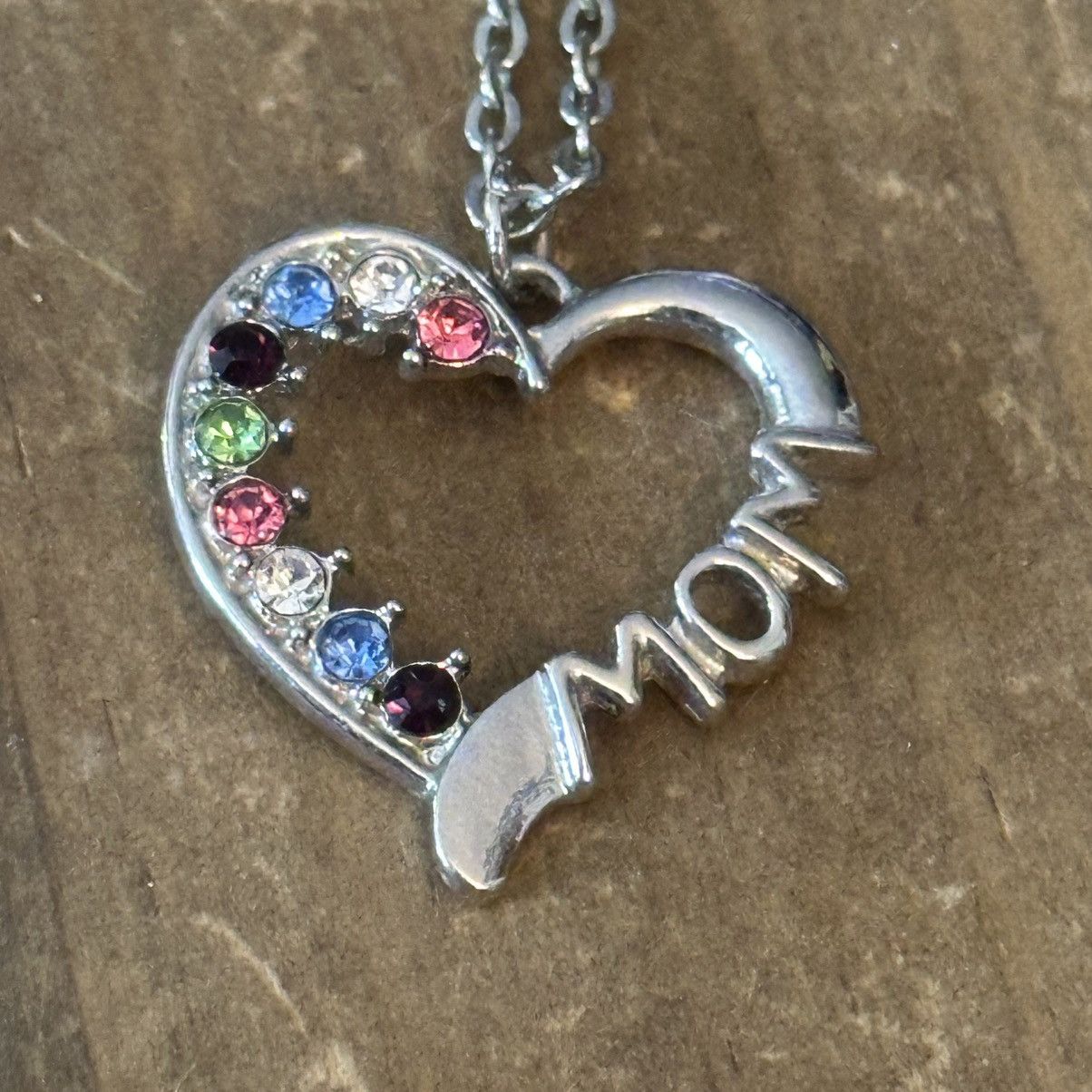 Other Silver tone multicolor rhinestone Mom heart pendant necklace Size ONE SIZE - 3 Thumbnail