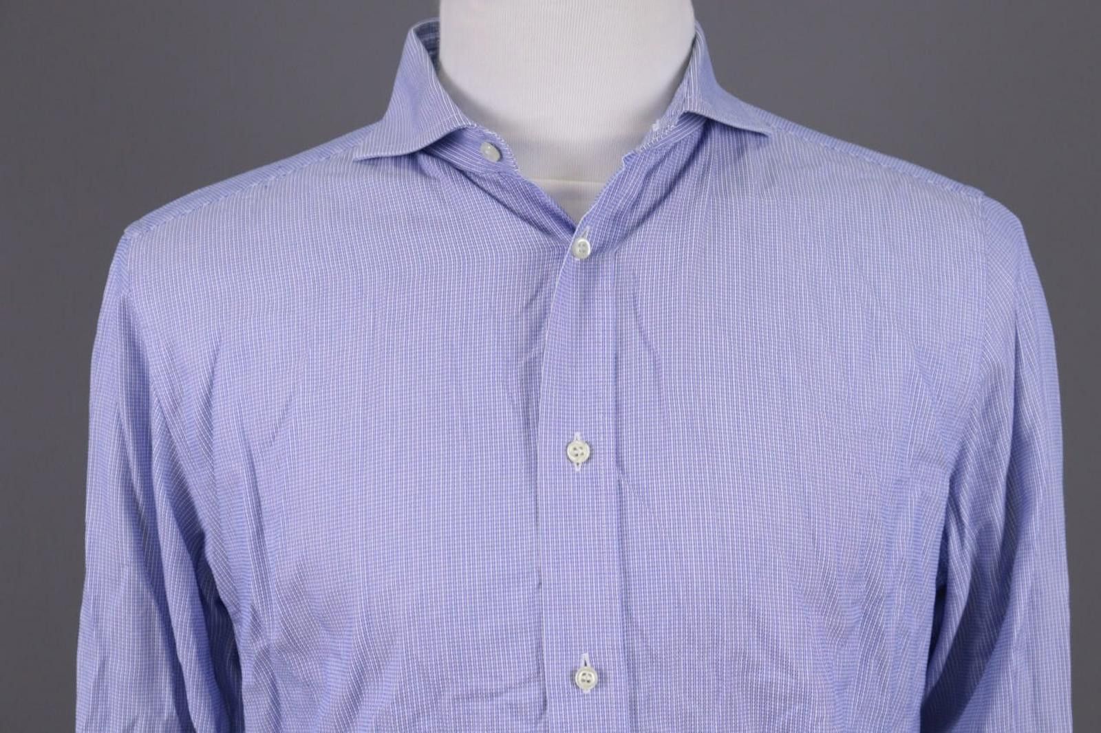 Designer Boggi Milano Tailored Fit Blue Button Down Shirt 41 / 16 Size US M / EU 48-50 / 2 - 2 Thumbnail