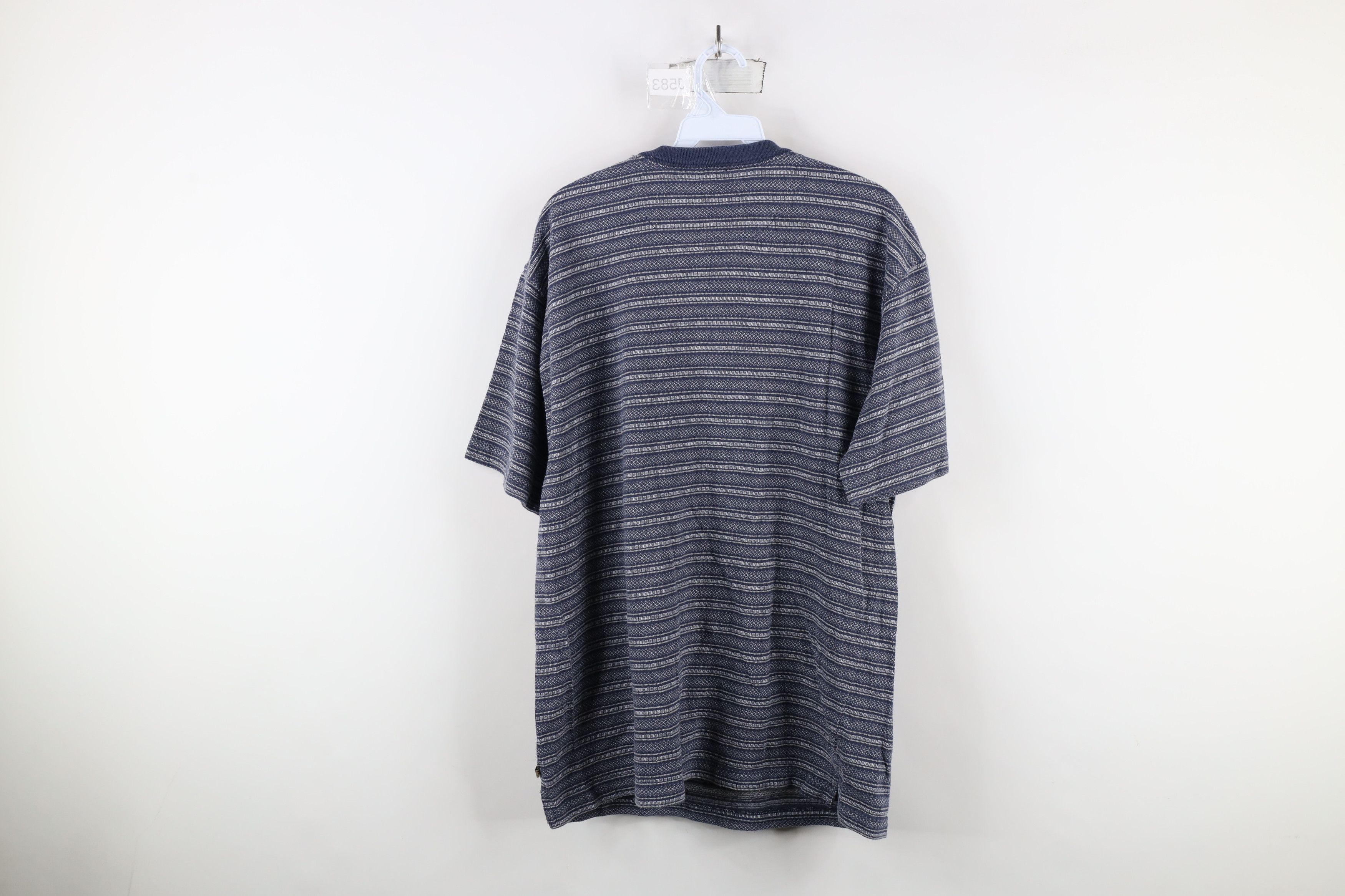 Vintage Vintage 90s Streetwear Striped Geometric Henley T-Shirt Blue Size US M / EU 48-50 / 2 - 7 Thumbnail