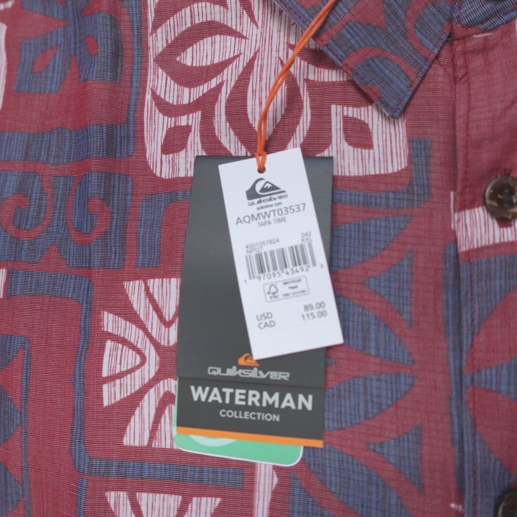Quiksilver Quiksilver Waterman Tapa Time Geometric S/S Shirt Comfort Fit Men's 2XL Multicolor Short Sleeve Button-Up Collared Pockets Relaxed All Seasons Size US XXL / EU 58 / 5 - 3 Thumbnail