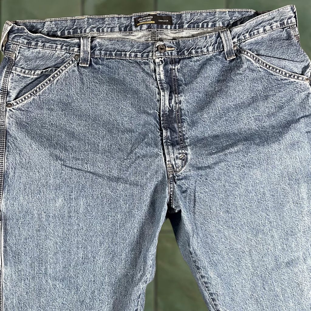 Vintage Levi Strauss Signature Jeans Mens 48x30 Blue Carpenter Relaxed Fit Workwear Denim Jeans Mens Big & Tall Modern 90s Style Hammer Loop Pocket Logo Size US 32 / EU 48 - 1 Thumbnail