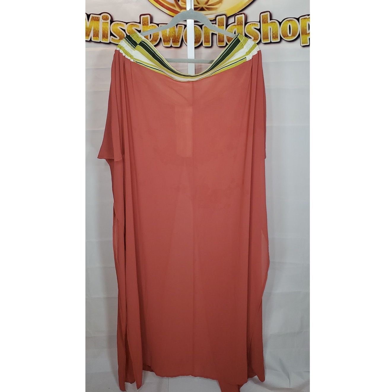 Other Coral Striped Trim Sheer Maxi Cover Up Dress Women’s XL Size XL / US 12-14 / IT 48-50 - 2 Thumbnail