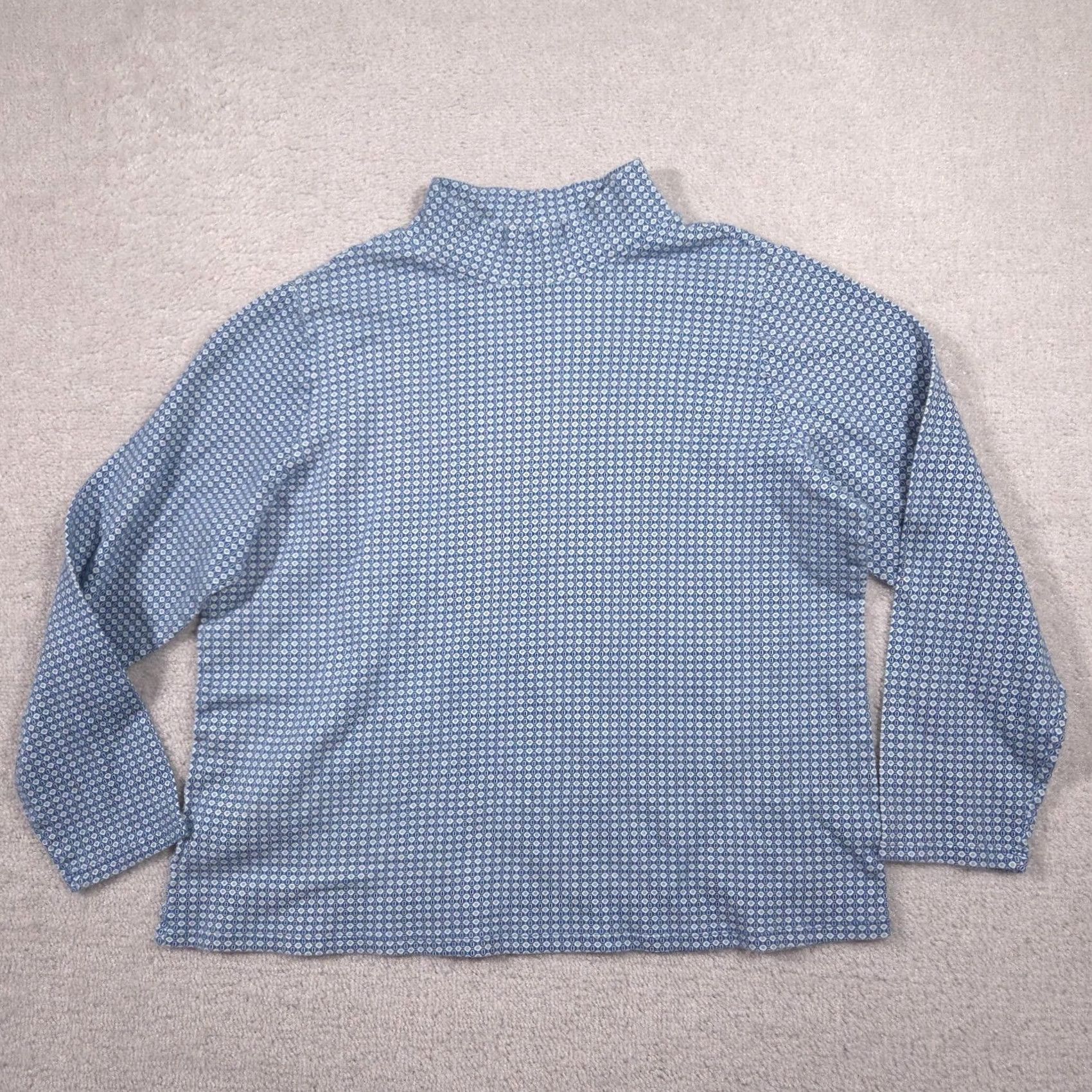 Croft & Barrow Croft & Barrow Womens Plus Size Mock Neck Blue Geometric Tee - 1X Cotton Jersey - Fall Casual Wear Size XL / US 12-14 / IT 48-50 - 2 Thumbnail