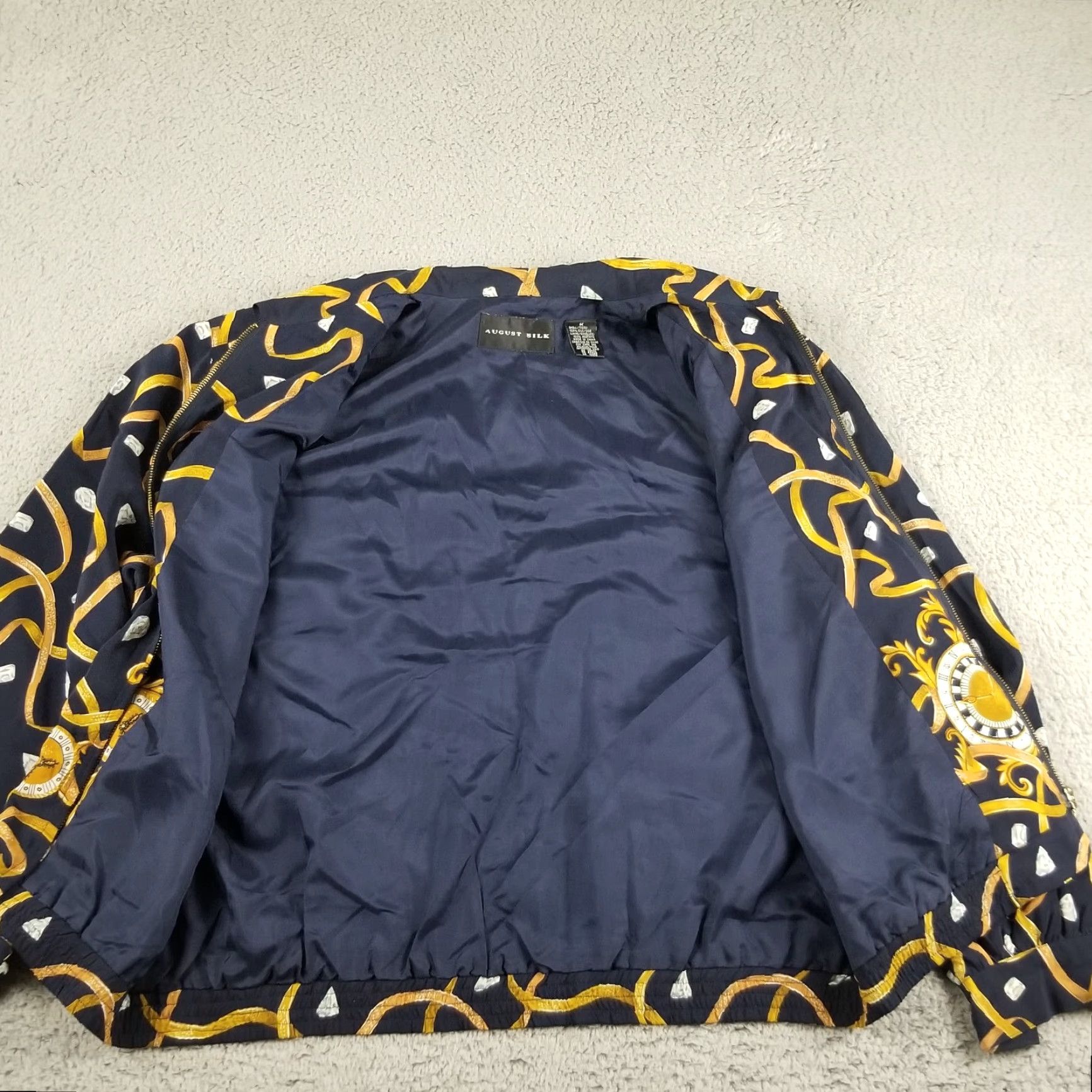 Vintage VINTAGE August Silk Bomber Jacket Geometric Clock Diamond Matching Shirt Blouse Medium Blue Unisex Adults PME-? Size M / US 6-8 / IT 42-44 - 7 Thumbnail
