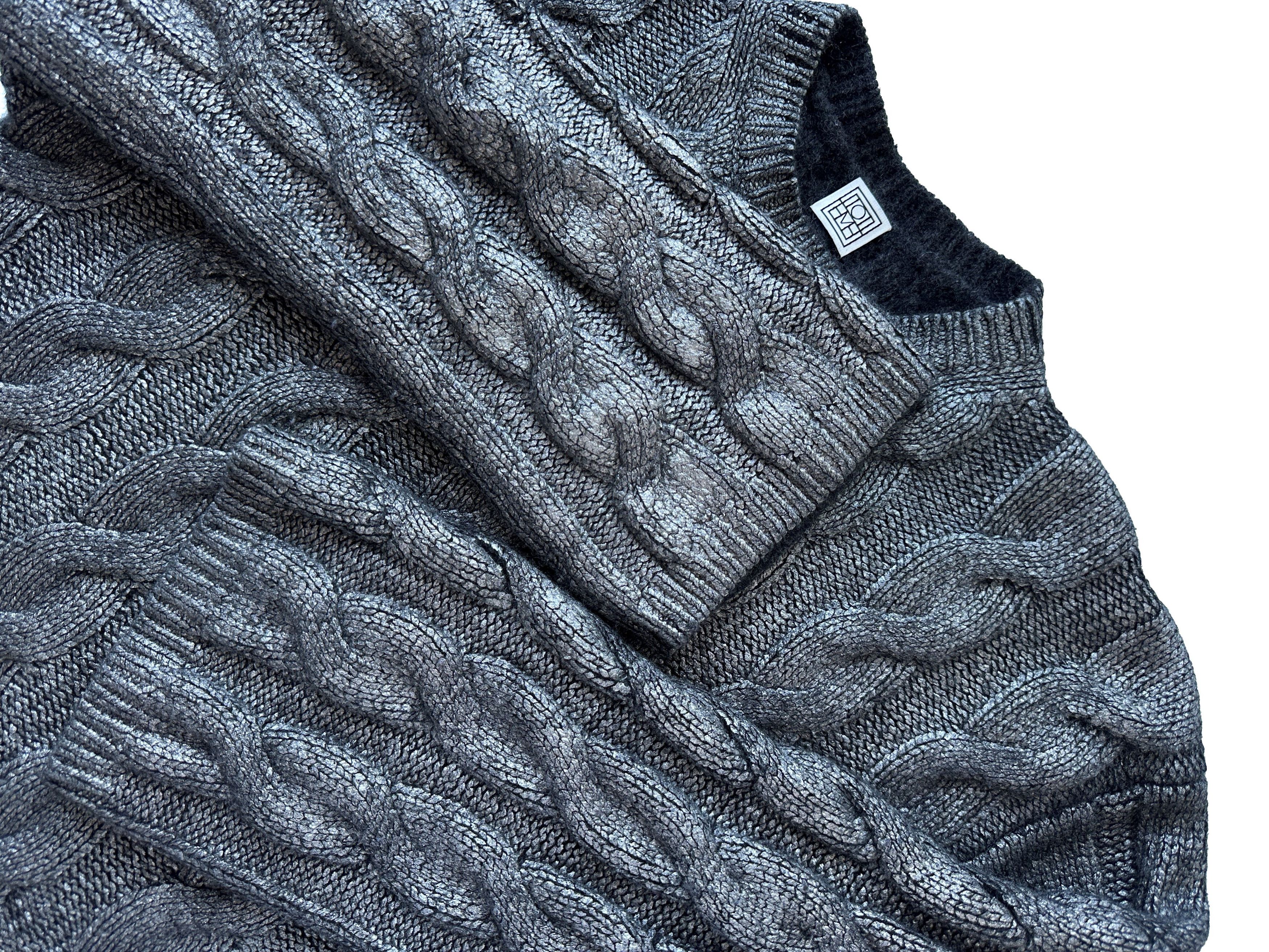 Toteme TOTEME silver oversized wool cable knit sweater Size XS / US 0-2 / IT 36-38 - 7 Thumbnail