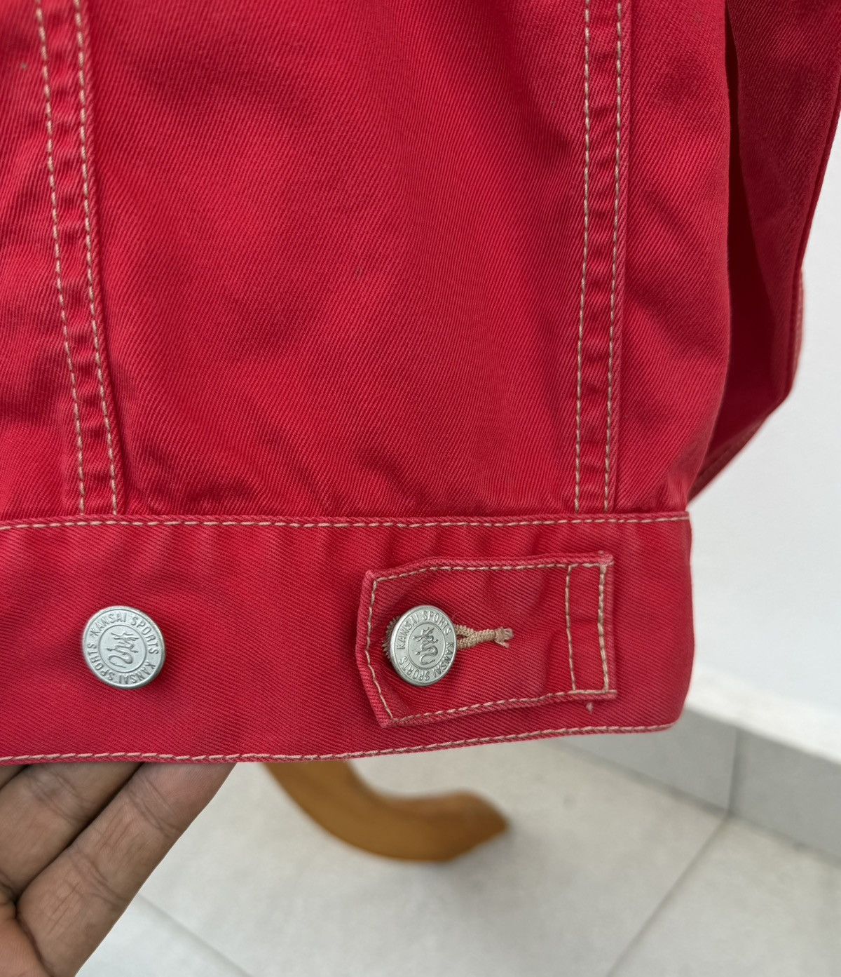 Vintage 🔥VTG Kansai Sports Embroidery Red Denim Trucker Jacket 1997 Size US M / EU 48-50 / 2 - 13 Thumbnail
