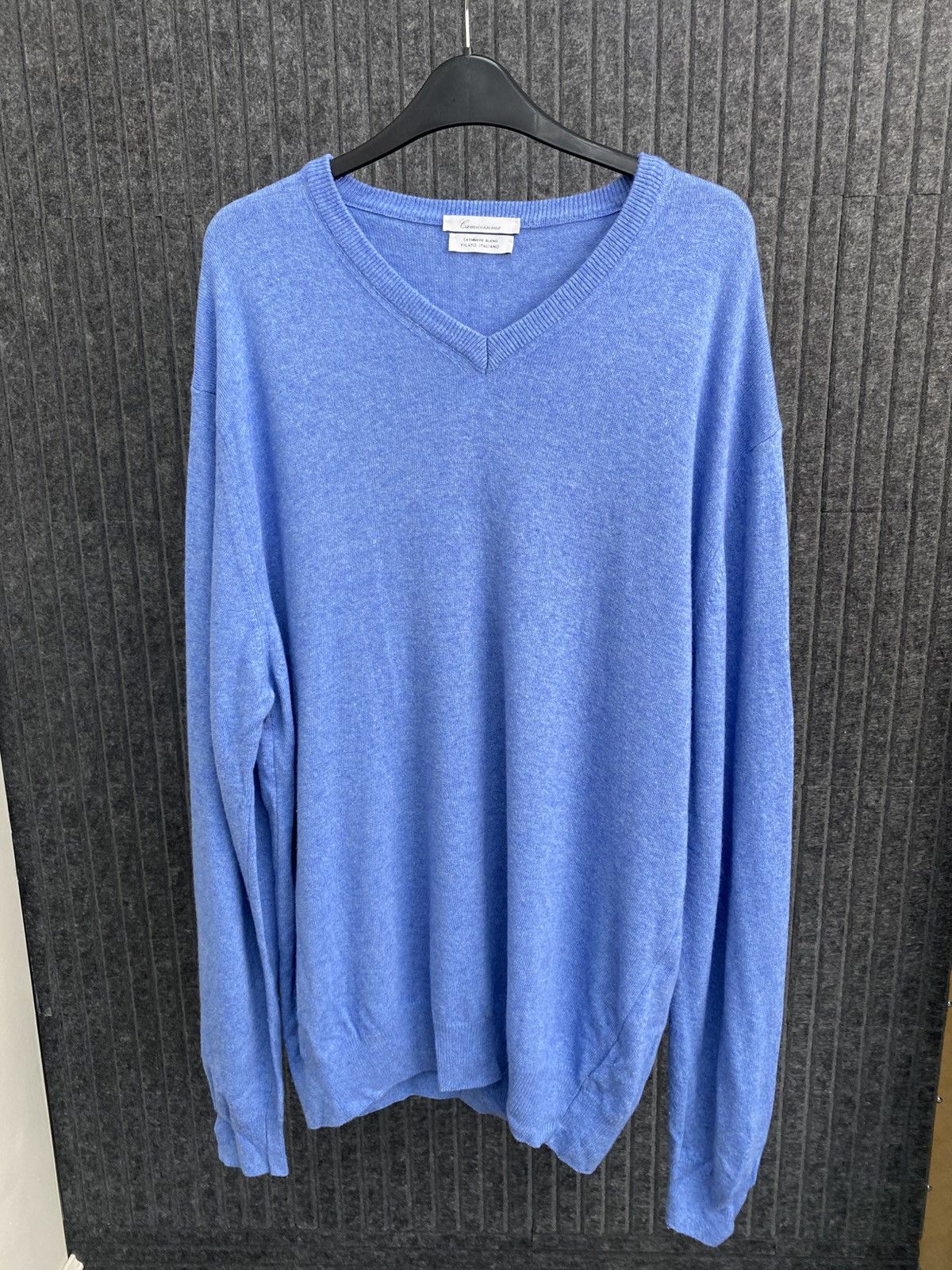 Other Vintage Lamicissima Blue V-Neck cashmere Sweater Knit Size US XXL / EU 58 / 5 - 1 Thumbnail