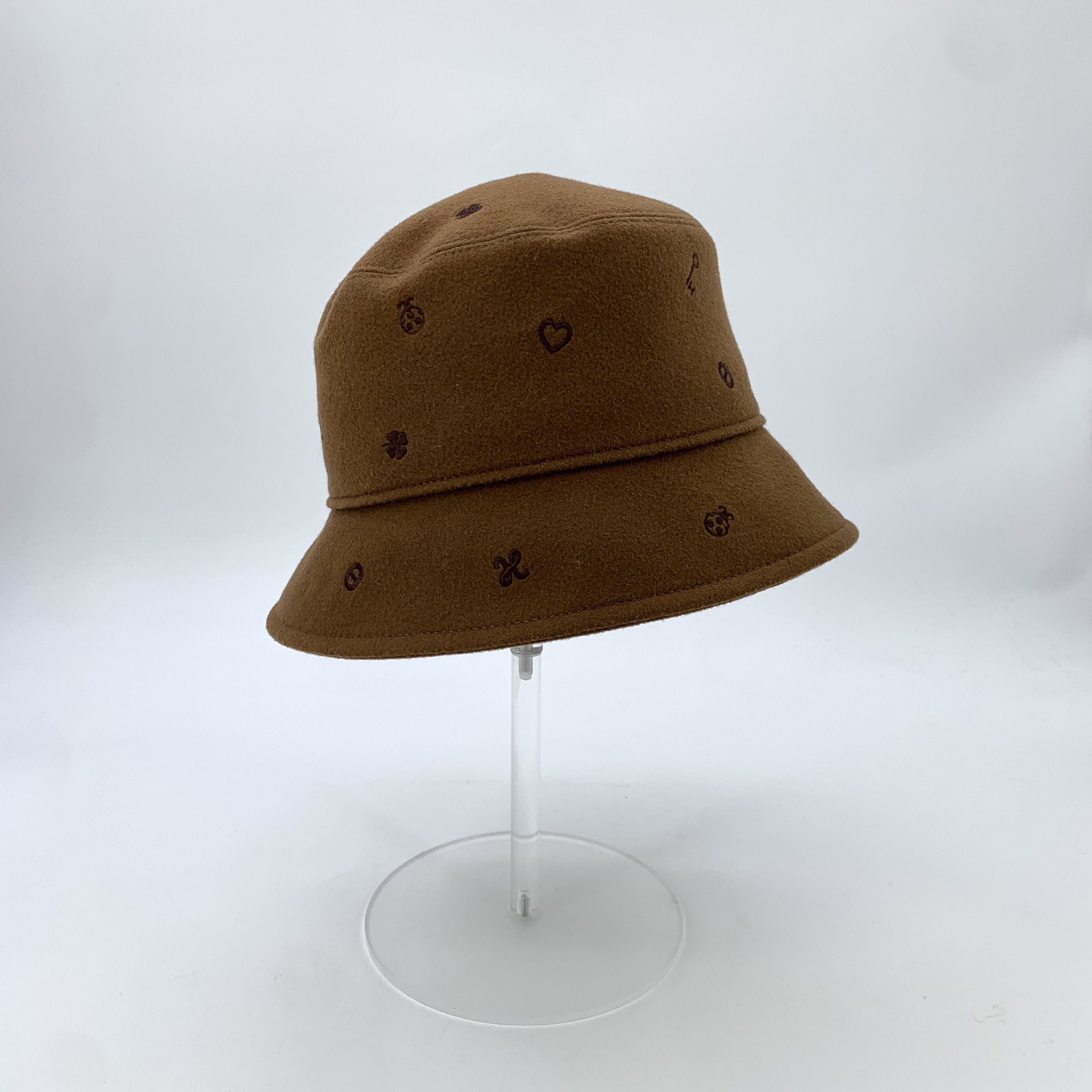 Hermes Hermès Brown Embroidered Cashmere Bucket Hat (Size 60cm) Size ONE SIZE - 9 Thumbnail