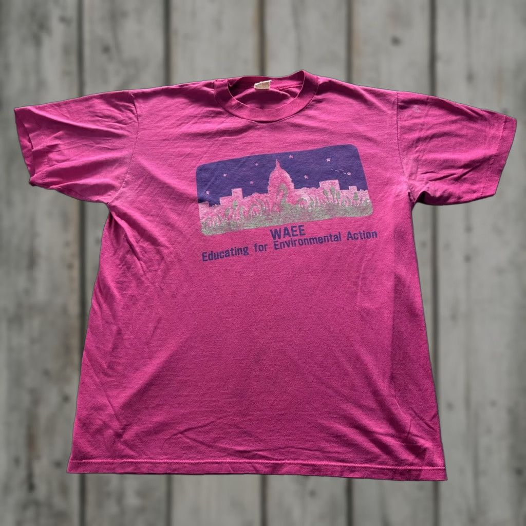 Pinko VINTAGE WAEE Shirt Mens Large Pink City Nature Graphic Tee 90s SS Mens Size US L / EU 52-54 / 3 - 1 Thumbnail