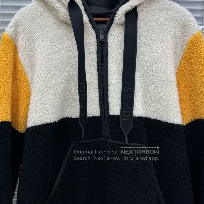 Fendi Fendi Fleece black and white yellow color block jacket Size US M / EU 48-50 / 2 - 3 Thumbnail
