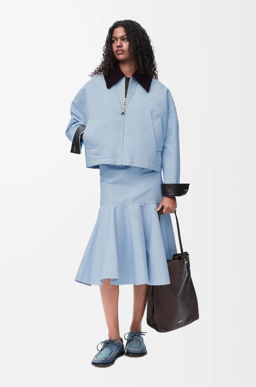 Loewe o1loc1c0525 Skirt in Cotton in Light Blue Size 26" / US 2 / IT 38 - 2 Thumbnail