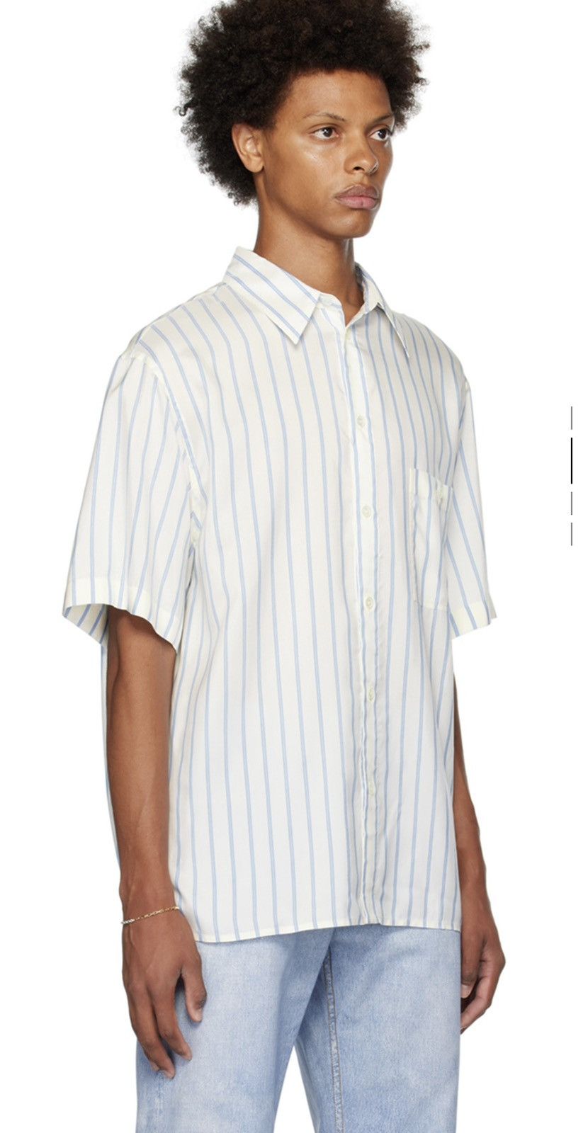 Bottega Veneta Bottega Veneta Silk Striped Short Sleeve Shirt Size US M / EU 48-50 / 2 - 3 Thumbnail