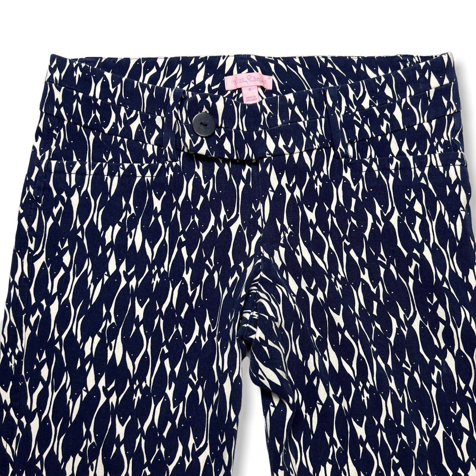 Lilly Pulitzer Lilly Pulitzer Go Fish Print Crop Pants Navy Size 6 Size 31" - 8 Thumbnail