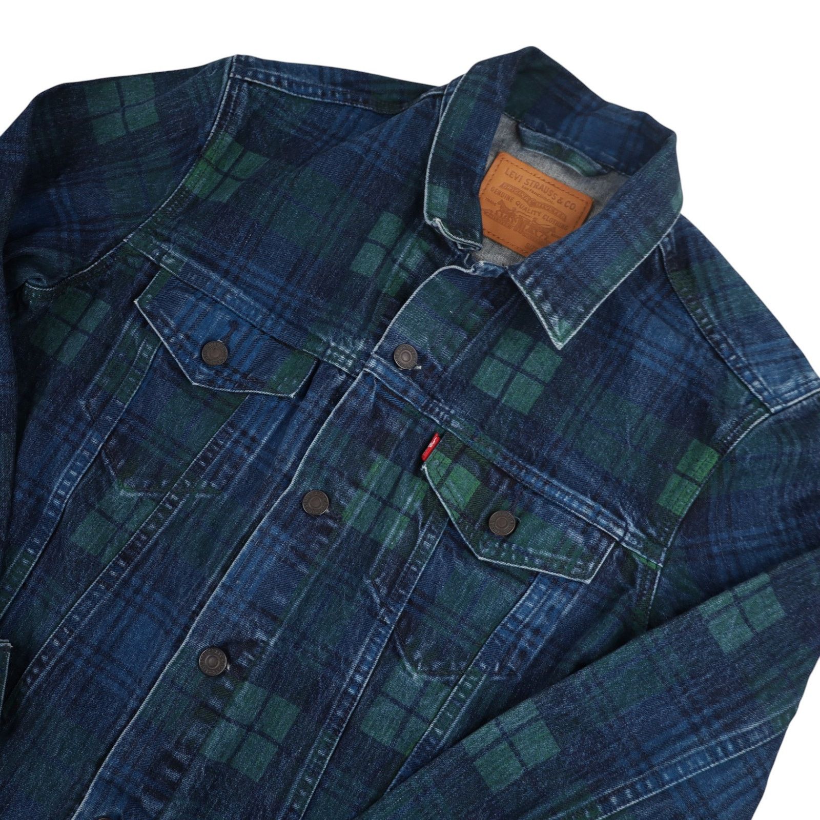Levi's SAMPLE Levis Painted Plaid Denim Jacket Size US M / EU 48-50 / 2 - 2 Thumbnail