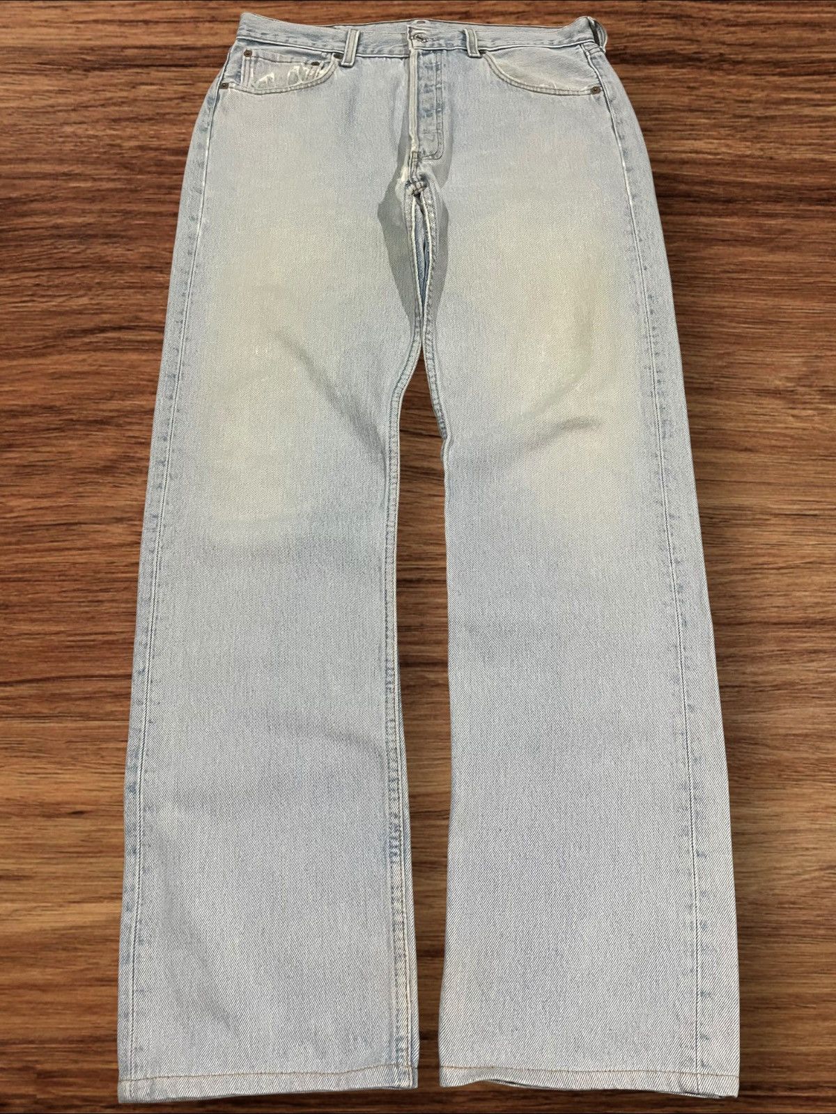 Levi's × Levi's Vintage Clothing Vintage 90s Levi’s 501 Light Blue Washed Button Fly Jeans Size US 33 - 1 Thumbnail