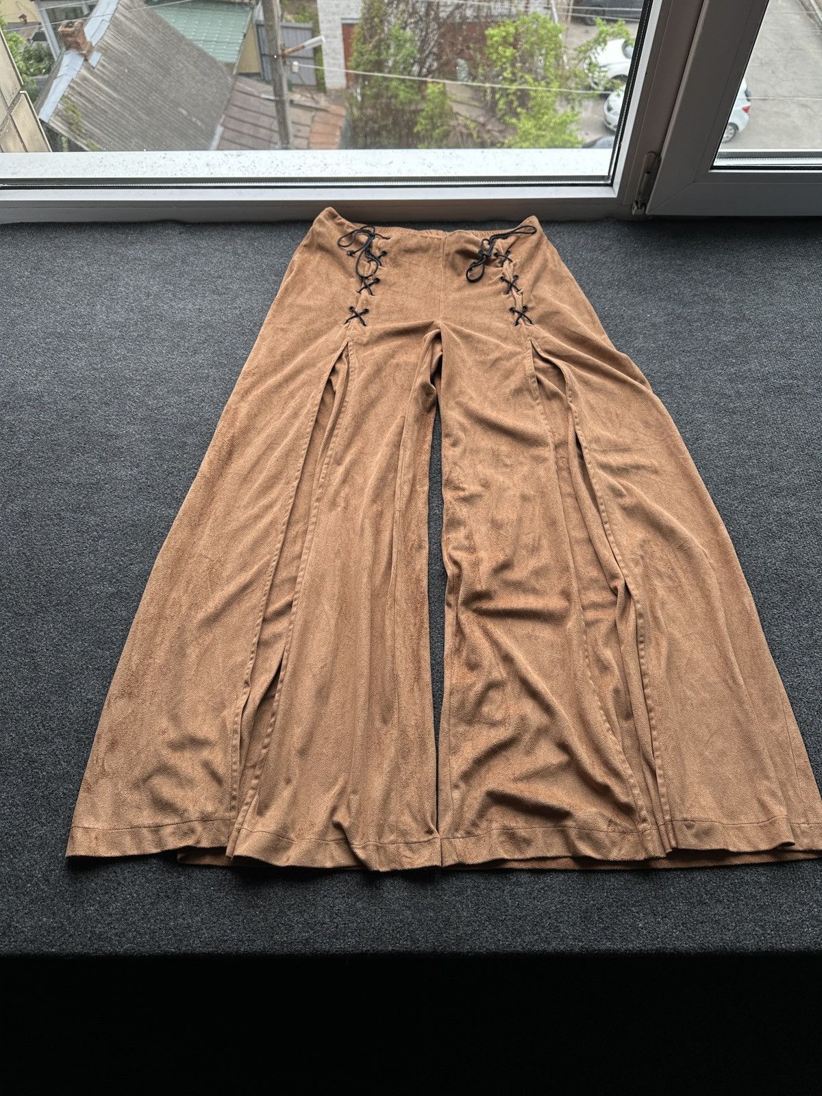 Other 🚨 ULTRA BAGGY WOMEN BROWN SOFT PANTS RARE Size 30" / US 8 / IT 44 - 2 Thumbnail