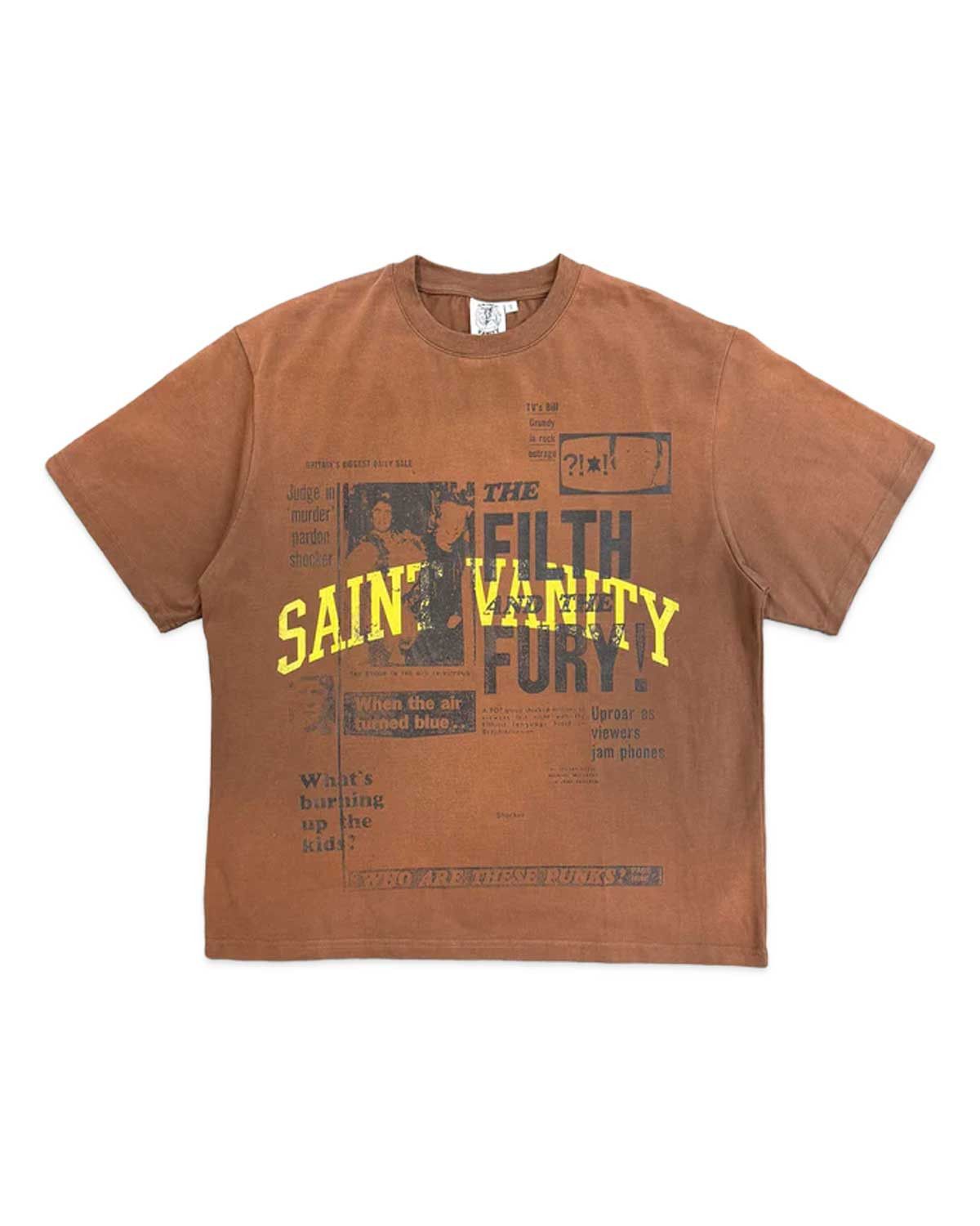 Saint Vanity Newspaper Tee Brown Size US XXL / EU 58 / 5 - 1 Preview