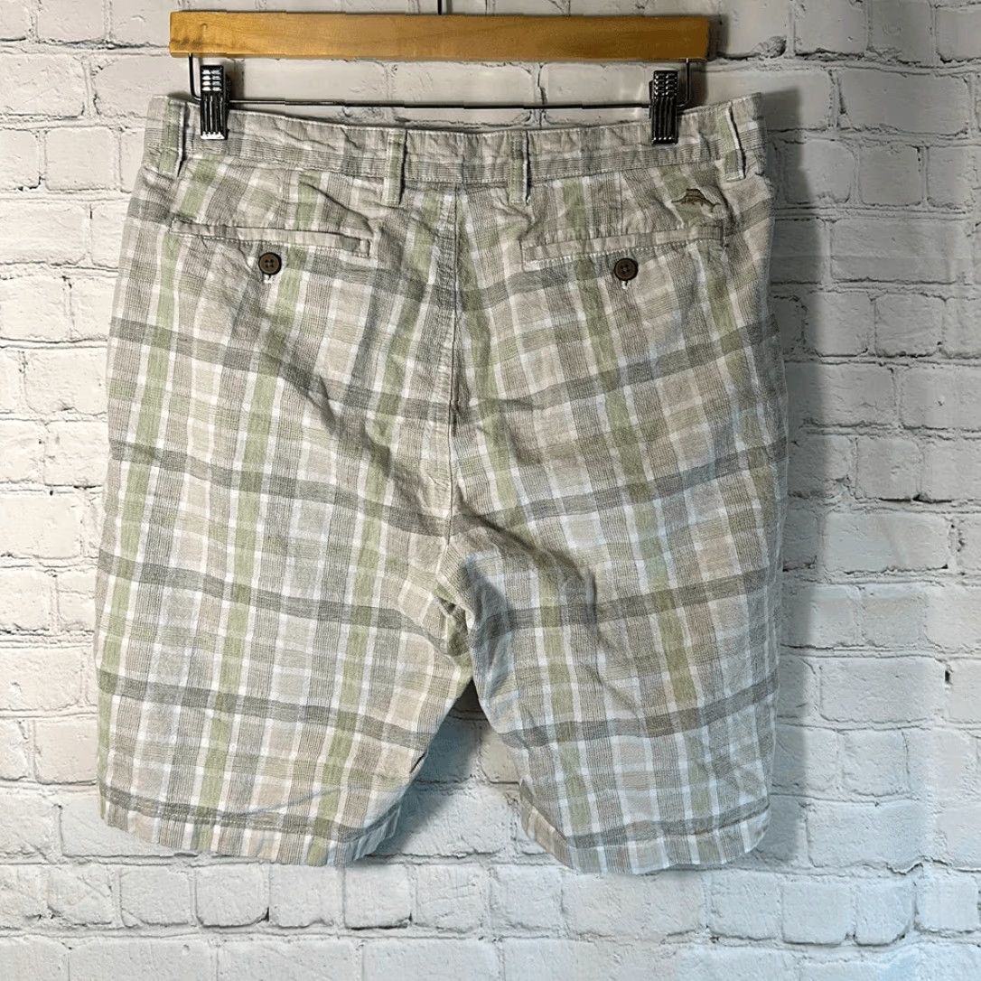 Tommy Bahama Tommy Bahama Shorts Men’s 34 Linen Blend Plaid Beige Green Brown Size US 34 / EU 50 - 2 Thumbnail