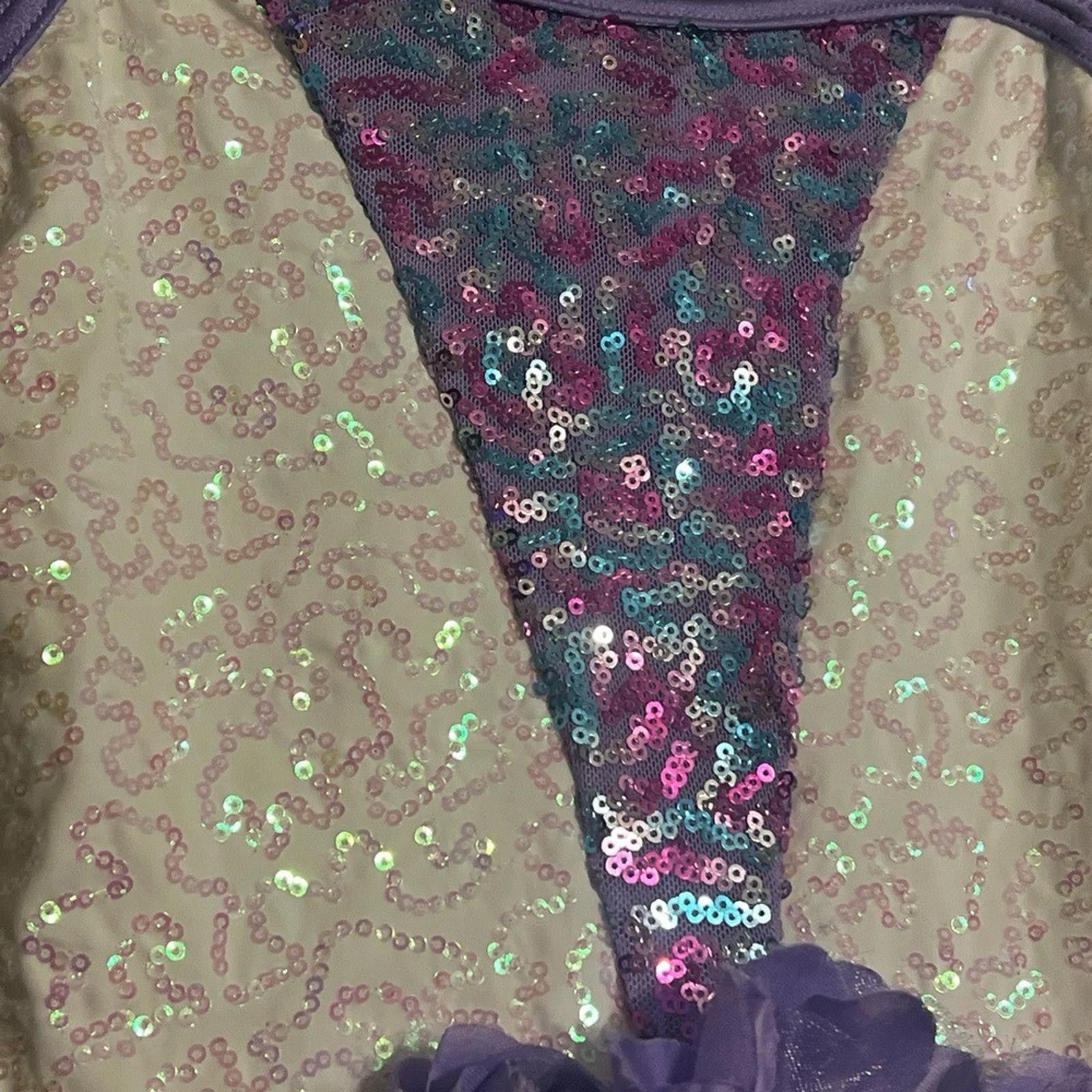 Stuart Weitzman WEISSMAN Kids 7/8 IC Purple Sequin Lyrical Dance Costume Size ONE SIZE - 4 Thumbnail