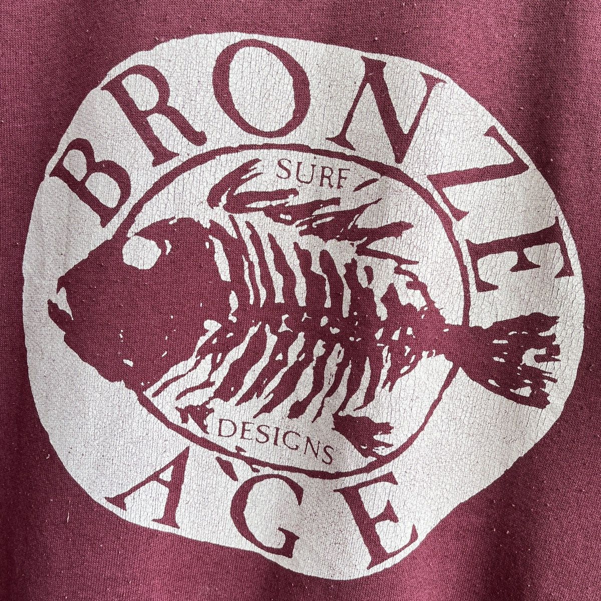 Vintage BRONZE AGE 1980s FISH SKULL SURF DESIGN REAL VINTAGE HOODIE Size US M / EU 48-50 / 2 - 12 Thumbnail
