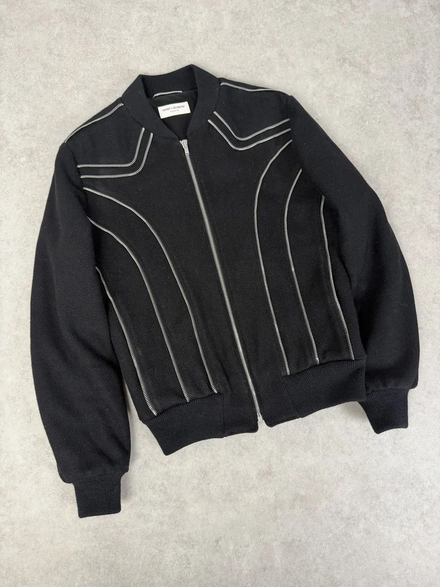 Saint Laurent Paris AW2015 Saint Laurent Black Wool Multi Zip Jacket by Hedi Slimane Size US S / EU 44-46 / 1 - 8 Thumbnail