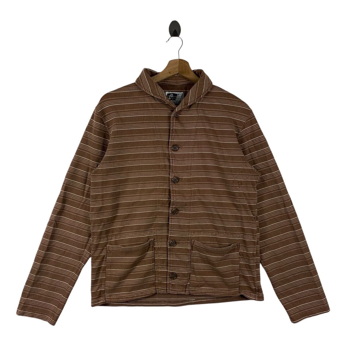 Engineered Garments × Japanese Brand ENGINEERED GARMENTS stripe brown cardigan Size S / US 4 / IT 40 - 1 Thumbnail