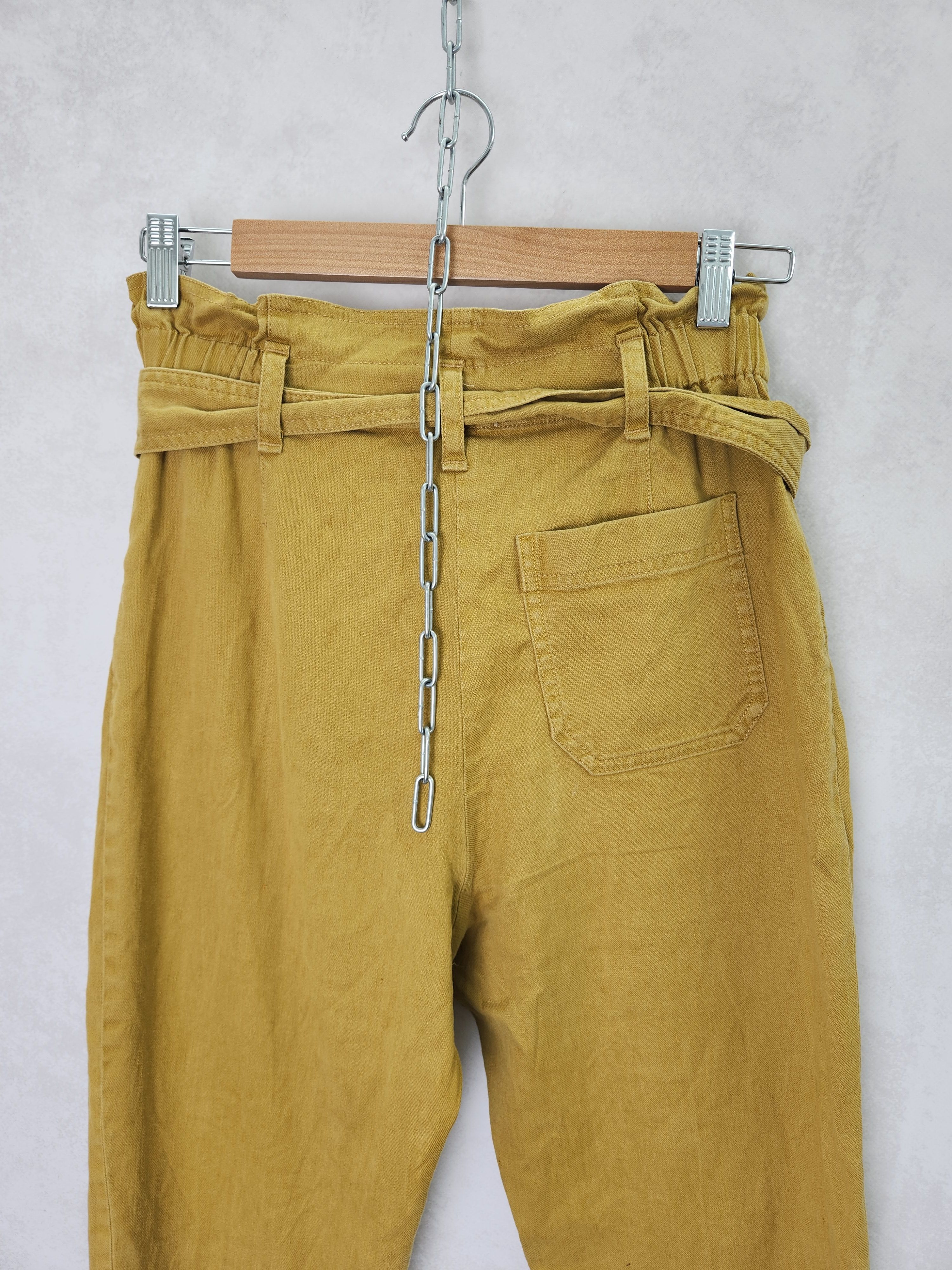 Sezane Sezane yellow cropped linen and cottone belted pants size 36 Size 25" / US 0 / IT 36 - 8 Thumbnail