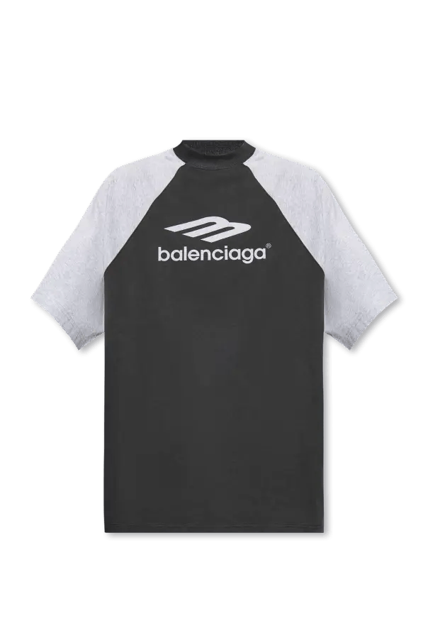 Balenciaga o1w1db11225 Raglan Oversized T-Shirt in Heather Grey/Black Size US XL / EU 56 / 4 - 1 Thumbnail