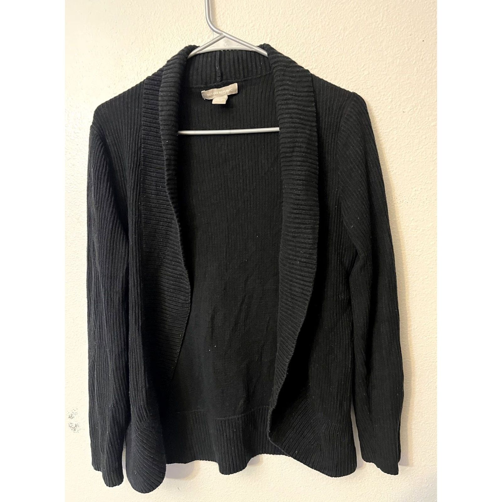 Banana Republic Banana Republic Cardigan Sweater Women Size M Black Open Front Knit Cotton Size M / US 6-8 / IT 42-44 - 2 Thumbnail