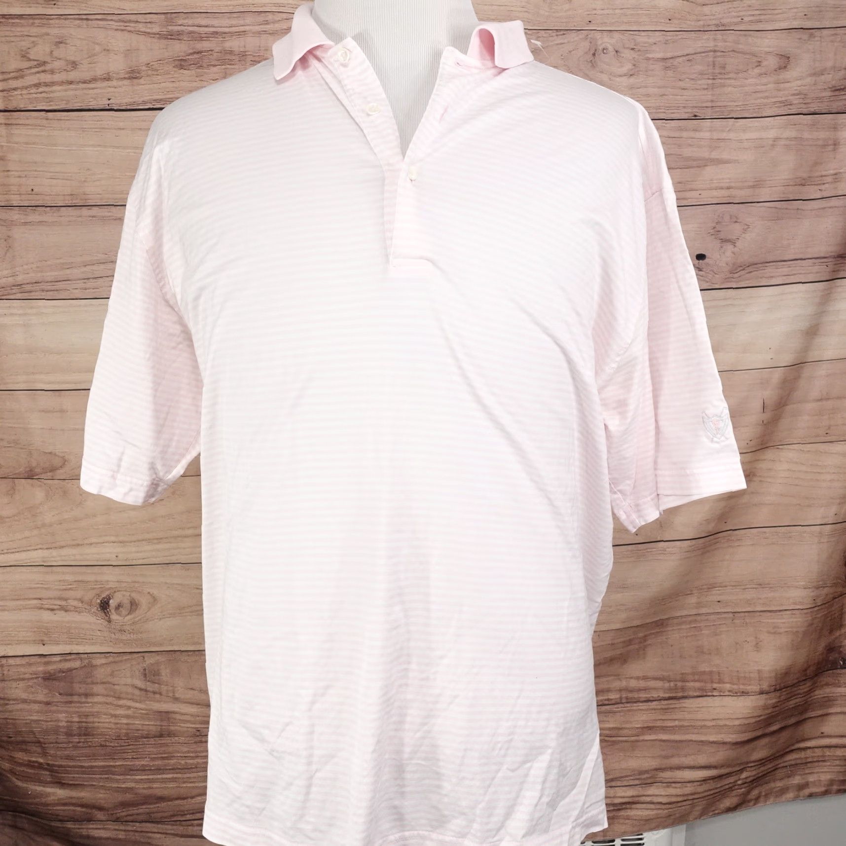 Vintage Fairway & Greene Men's Short Sleeve Striped Polo Shirt Large Pink Casual Business Summer Size US L / EU 52-54 / 3 - 4 Thumbnail