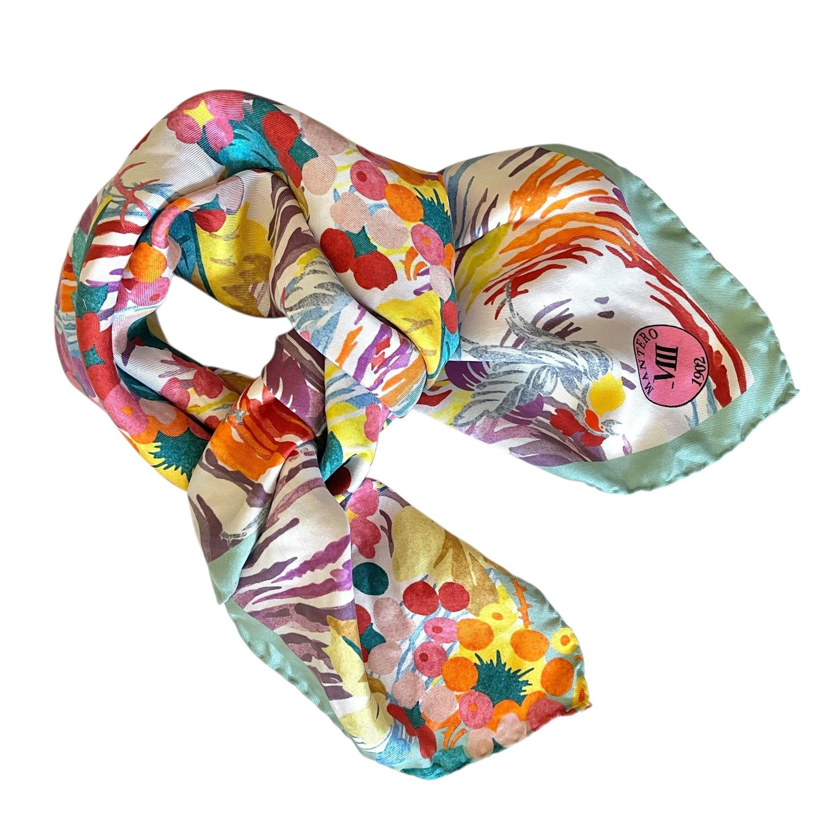 Other Mantero 1902 Colorful Floral Phoenix Silk Twill Square Scarf Size ONE SIZE - 8 Thumbnail
