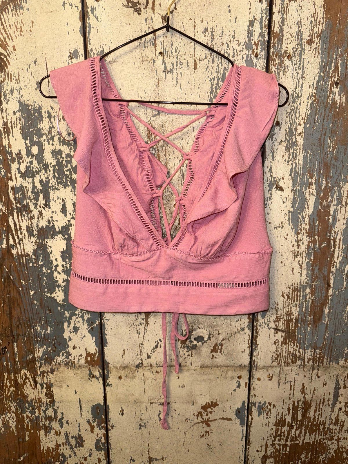 Free People Free People Lillian Lace-Up Tank, Mauve Pink, size Large Size L / US 10 / IT 46 - 2 Thumbnail