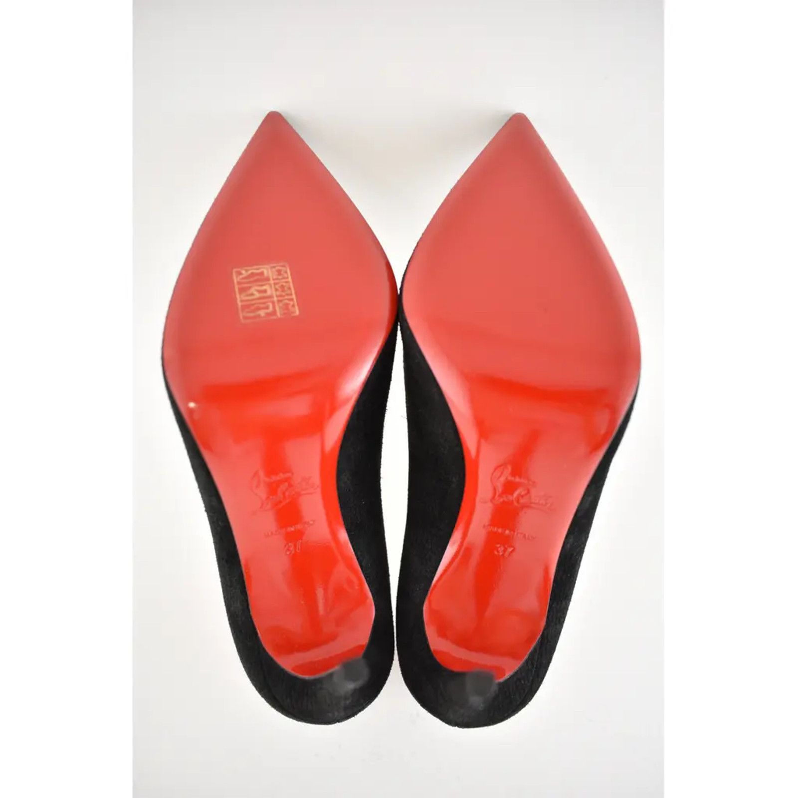 Christian Louboutin Kate 100 Black Suede Guana Classic Pointed Toe Heel Pump 37 Size US 7 / IT 37 - 12 Thumbnail