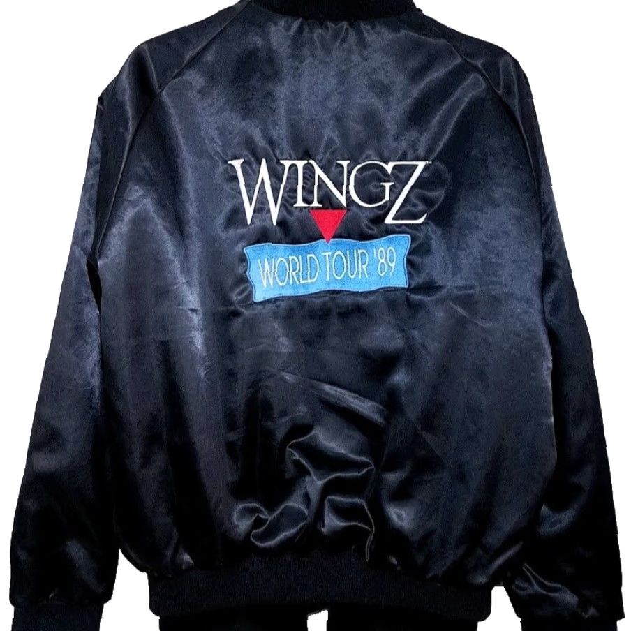 Vintage VINTAGE WingZ World Tour 89 Satin Bomber Jacket Mens XL Black 80s Informix USA Jacket Size US XL / EU 56 / 4 - 2 Thumbnail