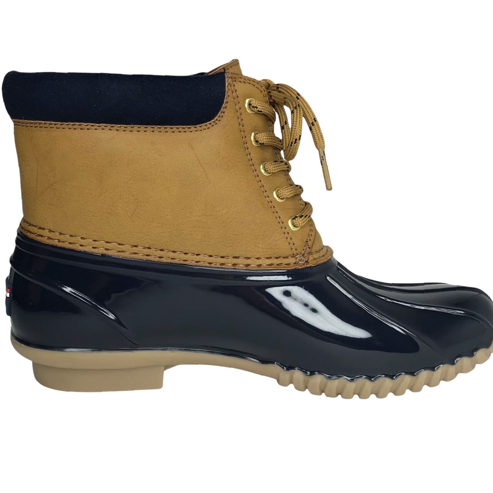 Tommy Hilfiger Tommy Hilfiger Womens Duck Boots Size 7 Navy Blue Brown Faux Fur Warm Waterproof Ankle Logo Boots Womens Size US 7 / IT 37 - 6 Thumbnail