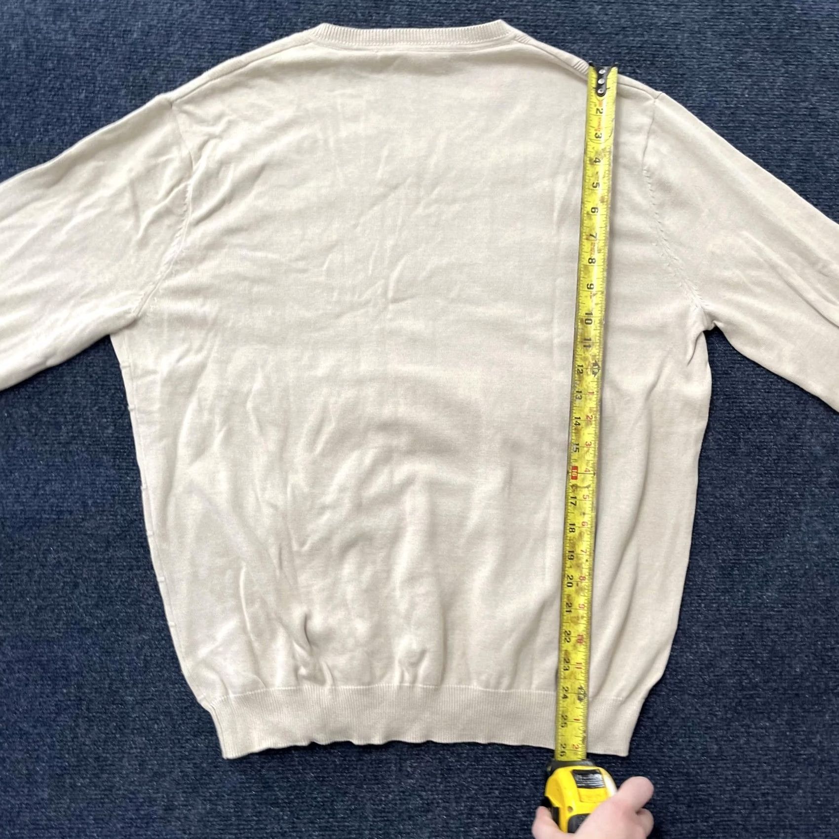 Vintage John Henry Sweater Mens Large Beige V-Neck Cotton Windowpane Knit Lightweight Size US L / EU 52-54 / 3 - 5 Thumbnail