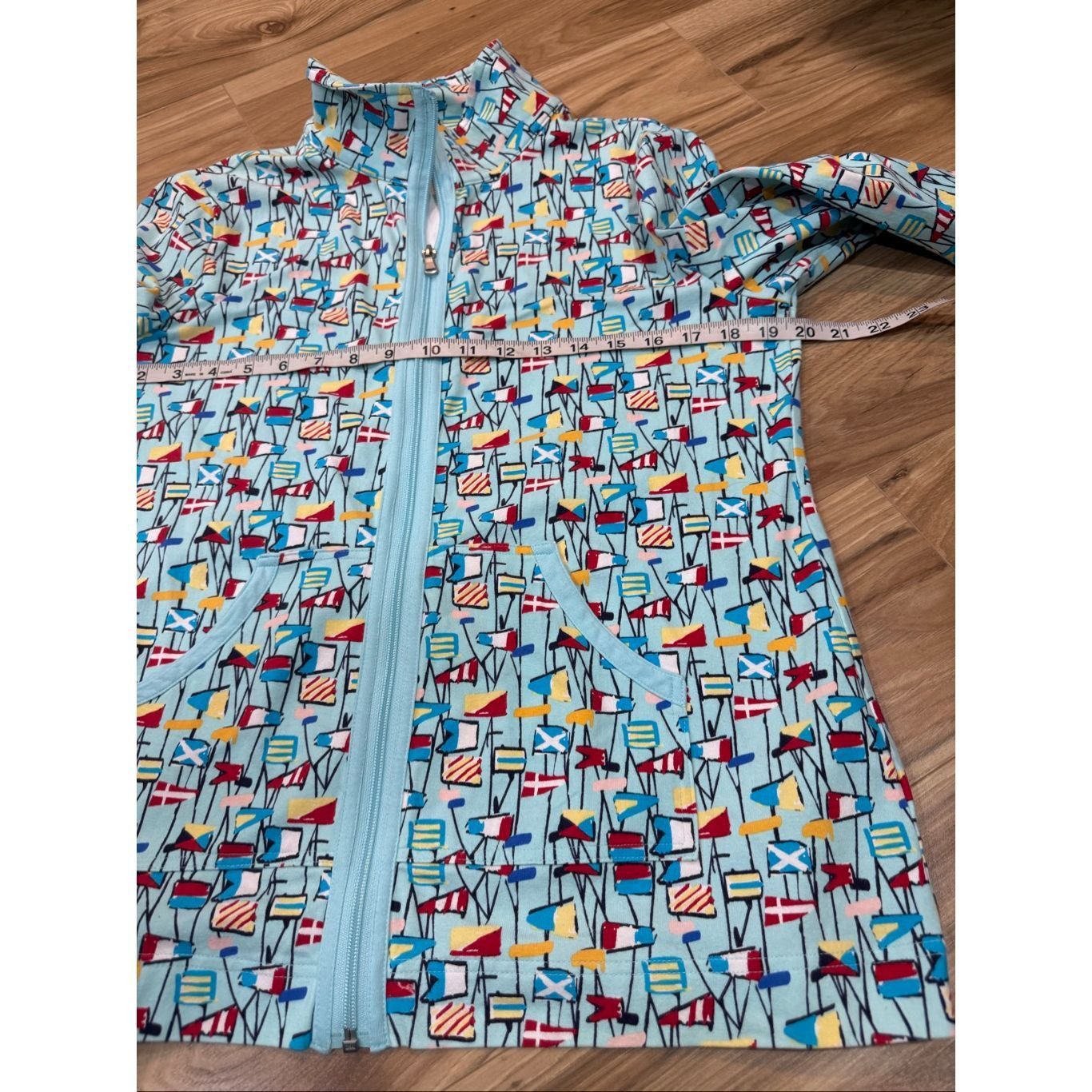Robert Talbott Talbots women's blue flags nautical boat full-zip casual jac Size M / US 6-8 / IT 42-44 - 5 Thumbnail