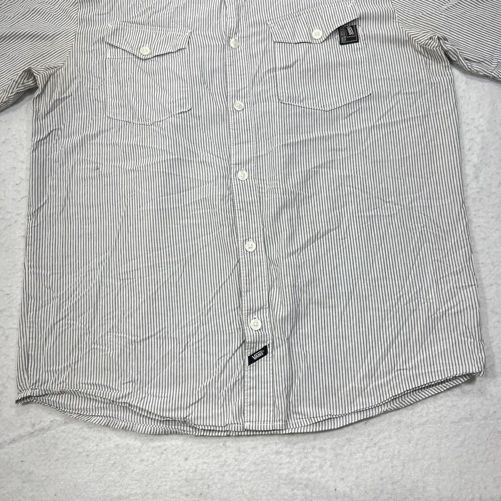 Vans VANS Off The Wall Button Down White Gray Striped Shirt Size US M / EU 48-50 / 2 - 6 Thumbnail