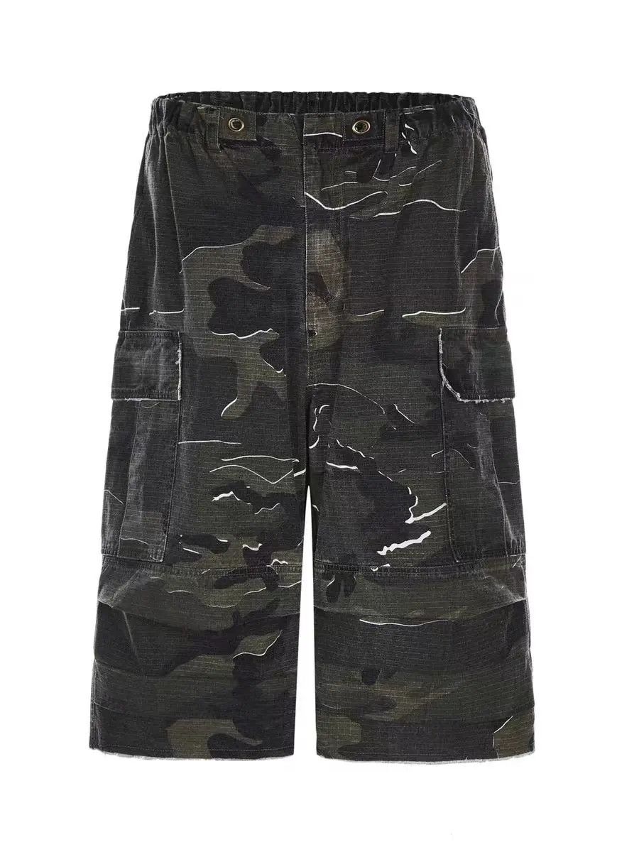 Designer × Japanese Brand × Vintage Vintage washed and distressed camouflage baggy shorts Size US 28 / EU 44 - 2 Thumbnail
