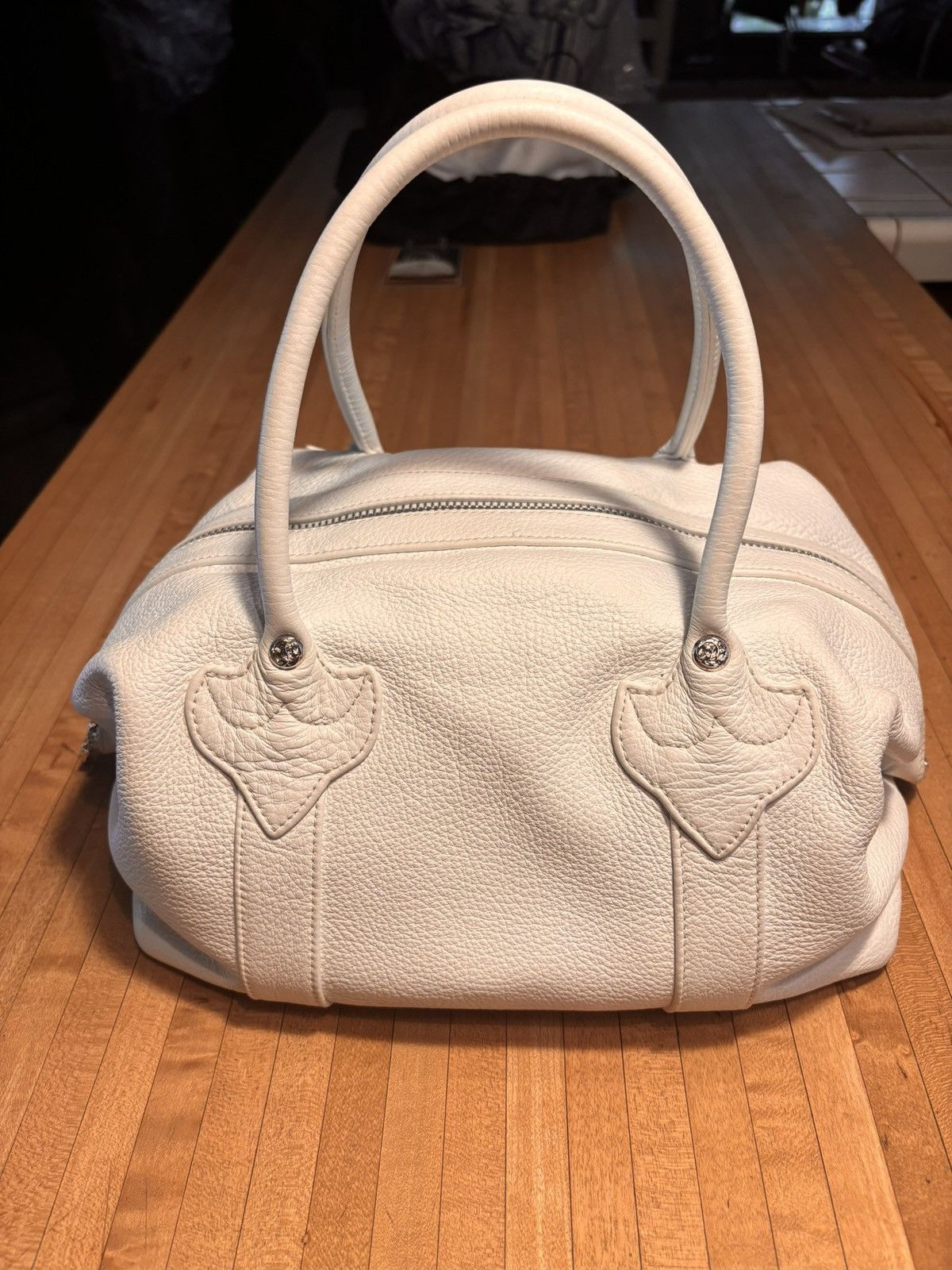Chrome Hearts Chrome Hearts White Leather Monica Bag With Silver Cross Size ONE SIZE - 2 Thumbnail