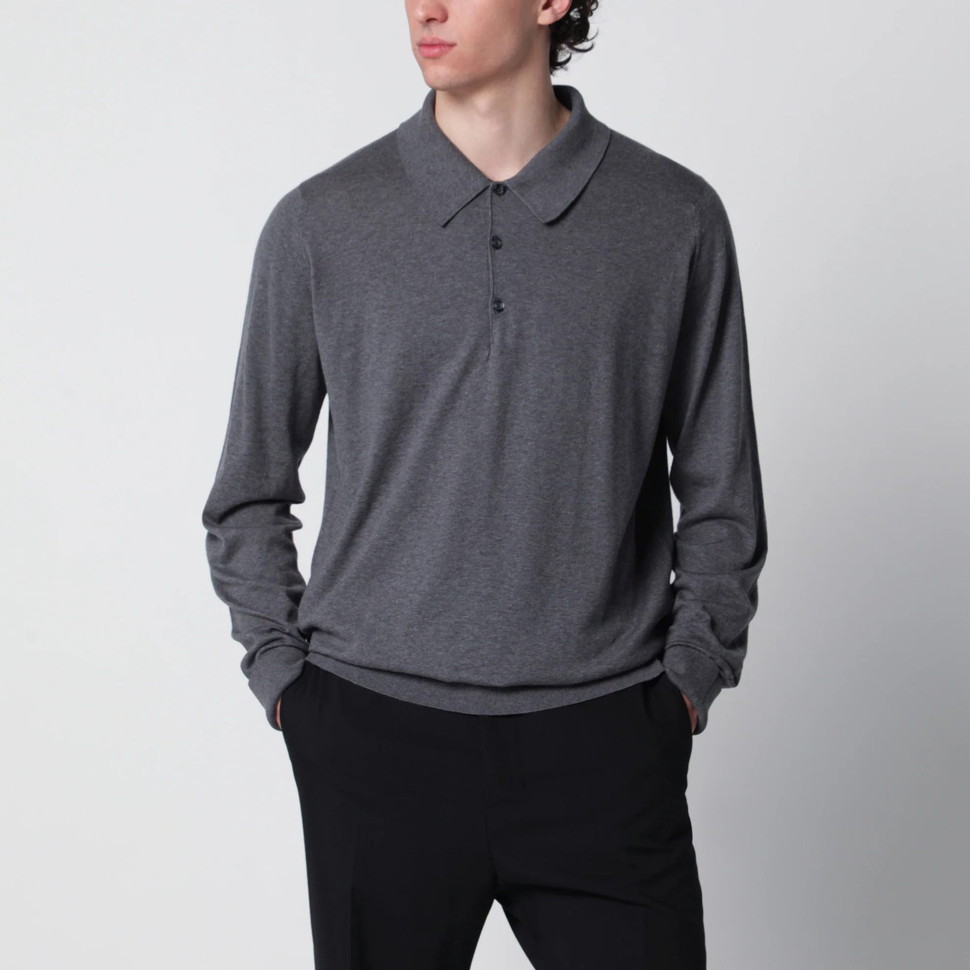 John Smedley o1d2blof0526 Cotton Polo Shirt in Gray Size US L / EU 52-54 / 3 - 1 Thumbnail