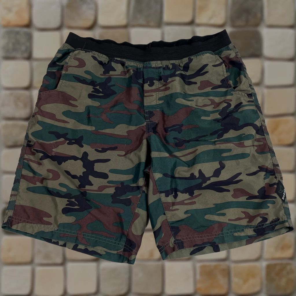 Prana prAna Shorts Mens L Green Swim Men Large Trunks Board Beach Surfing Camouflage Outdoors Size US 33 - 1 Thumbnail
