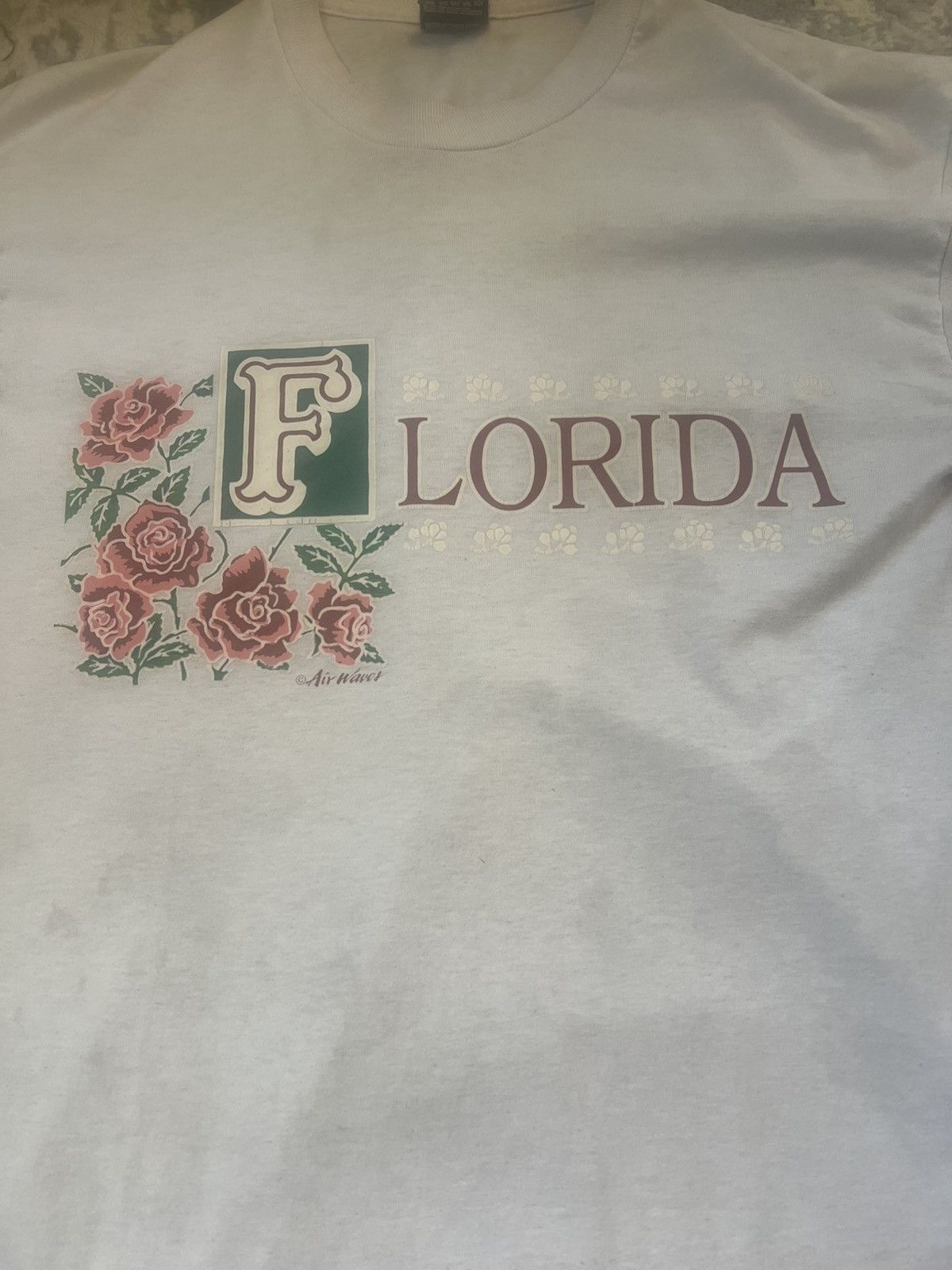 Vintage VINTAGE Air Waves Florida roses floral t-shirt - white - L Size US L / EU 52-54 / 3 - 2 Thumbnail