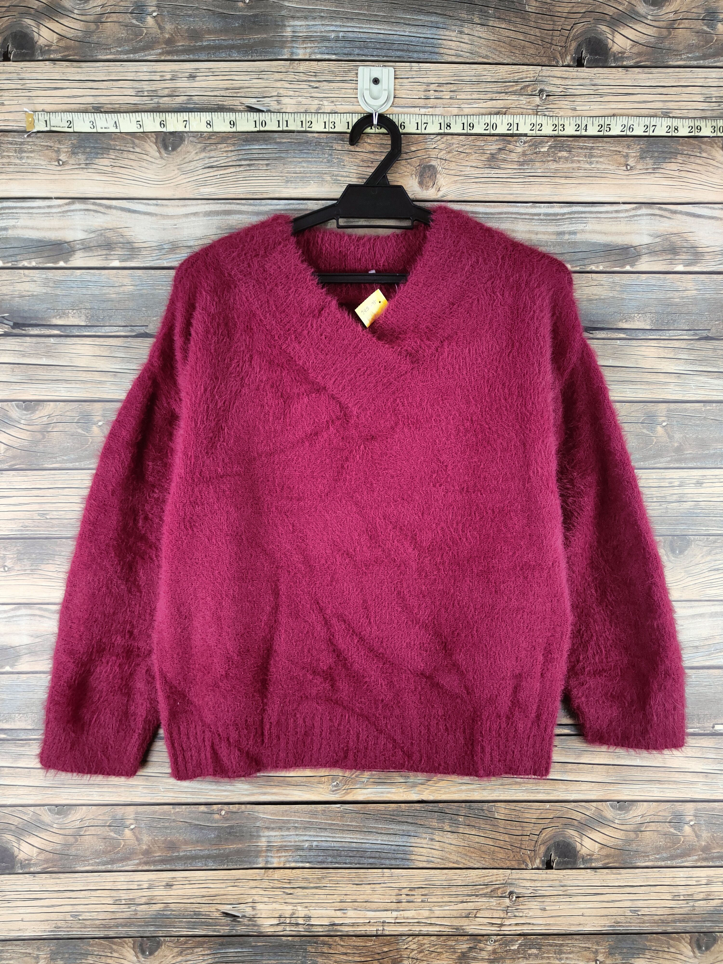 Japanese Brand DL Nano Maroon Fur Mohair shaggy Knitwear #46-536 Size S / US 4 / IT 40 - 1 Thumbnail
