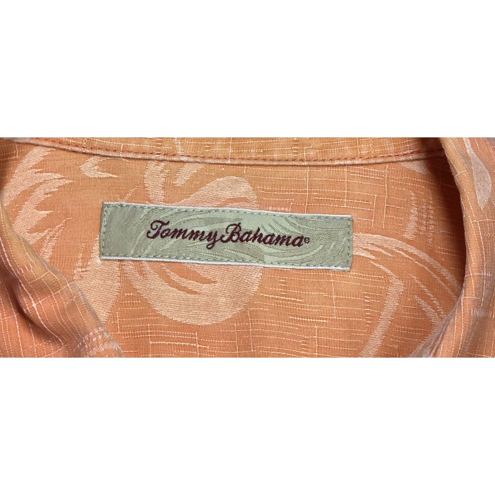 Tommy Bahama TOMMY BAHAMA Short Sleeve Camp Shirt Orange Silk Jacquard Floral Men M Size US M / EU 48-50 / 2 - 6 Thumbnail
